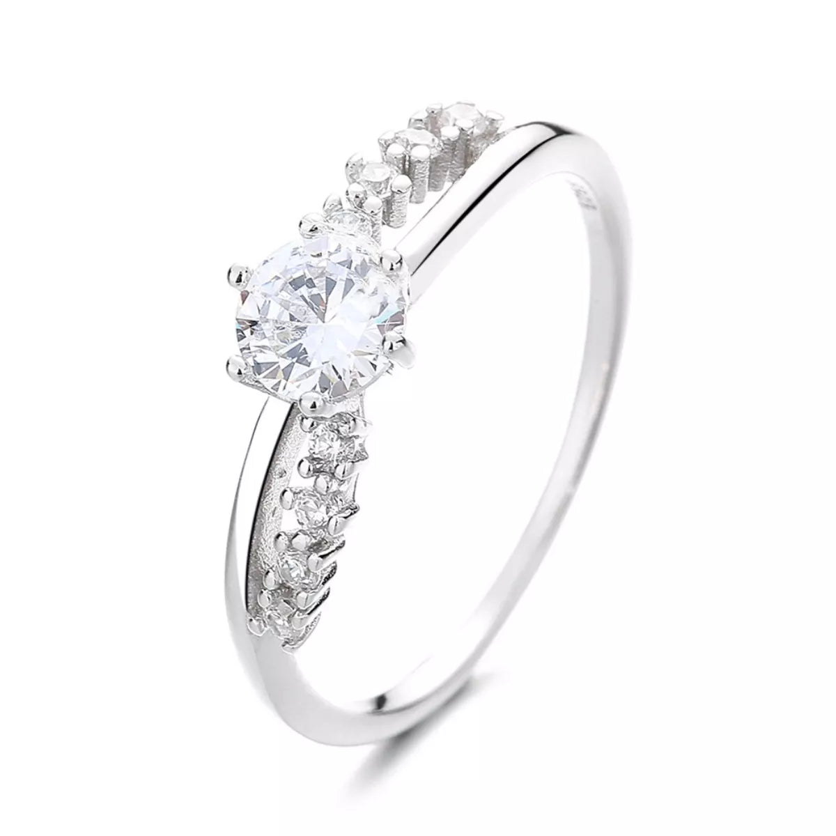 Sterling Silver Zircon Ring in Silver - women's ring