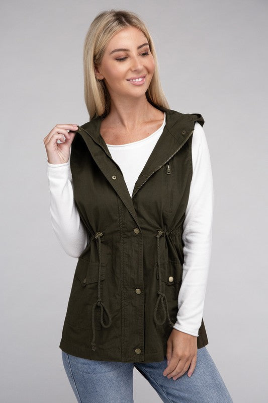 Drawstring Hoodie Vest