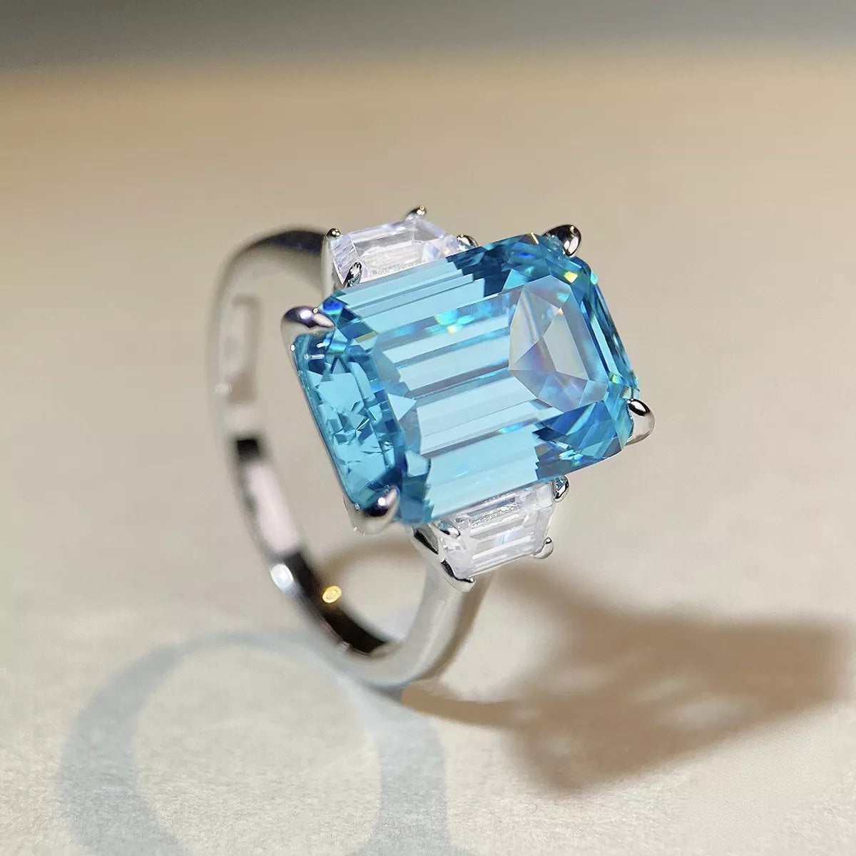 Sterling Silver Geometric Ring in Cerulean - women's ring