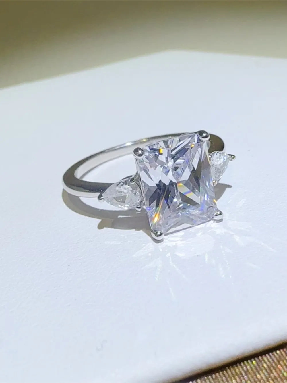 3 Carat Moissanite Sterling Silver Square Shape Ring - alternate ring view