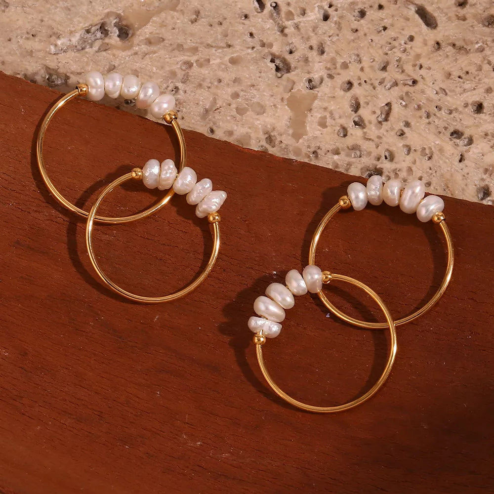 18K Gold-Plated Baroque Pearl Ring in Gold - women's ring