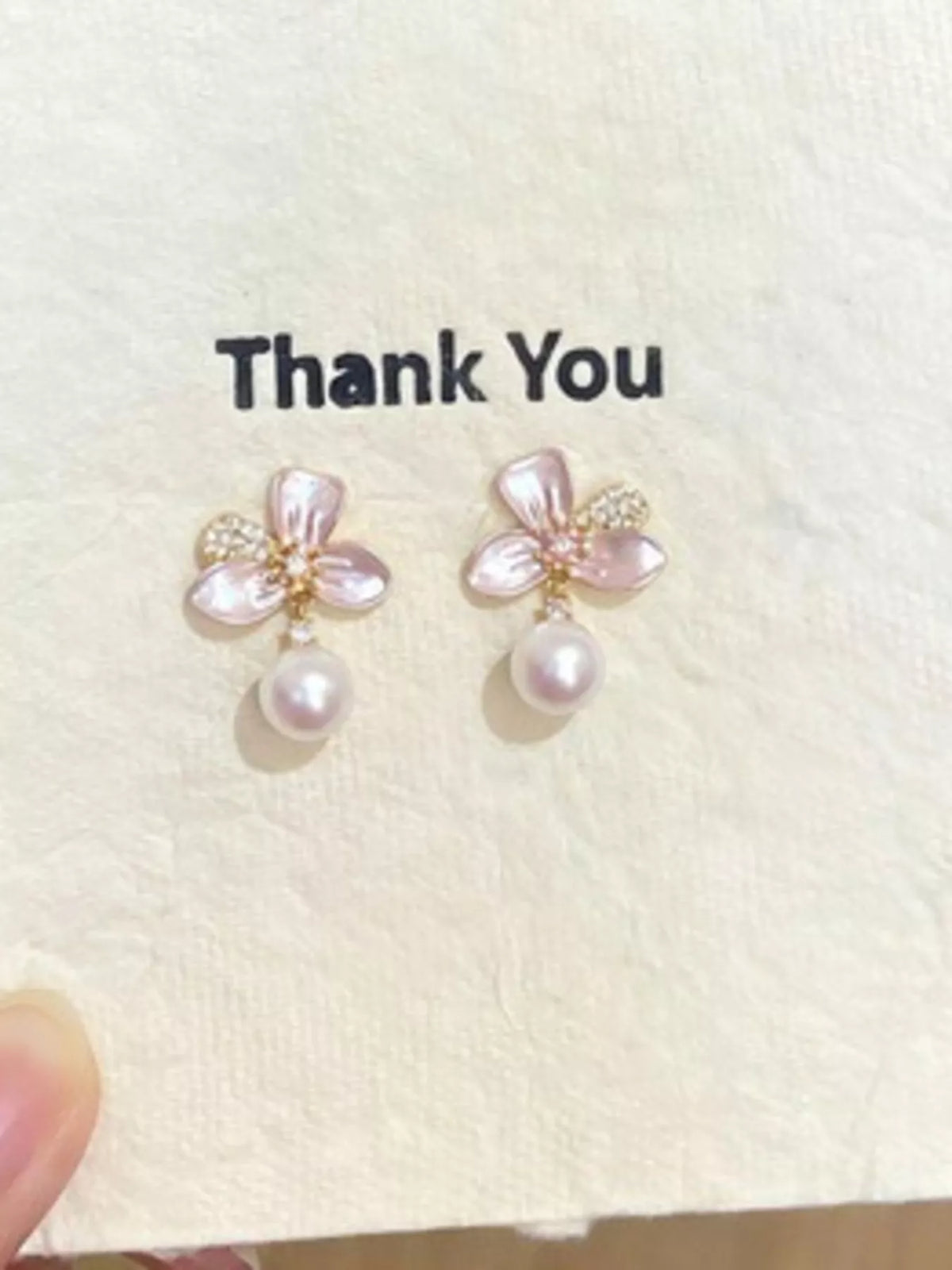 Pearl Flower Drop Earrings - alternate earring view