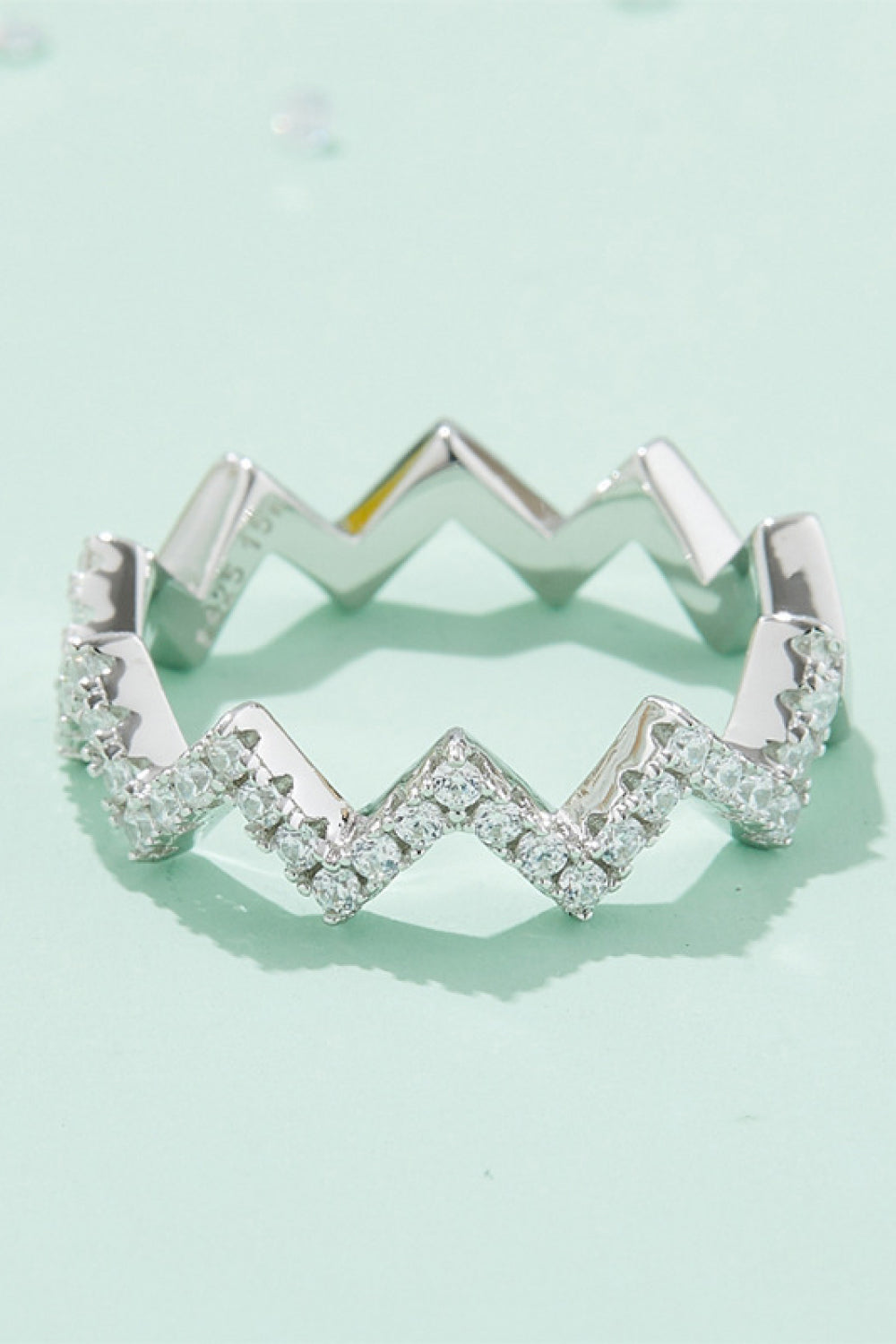 Moissanite Wavy Band Ring in Silver - women's band ring