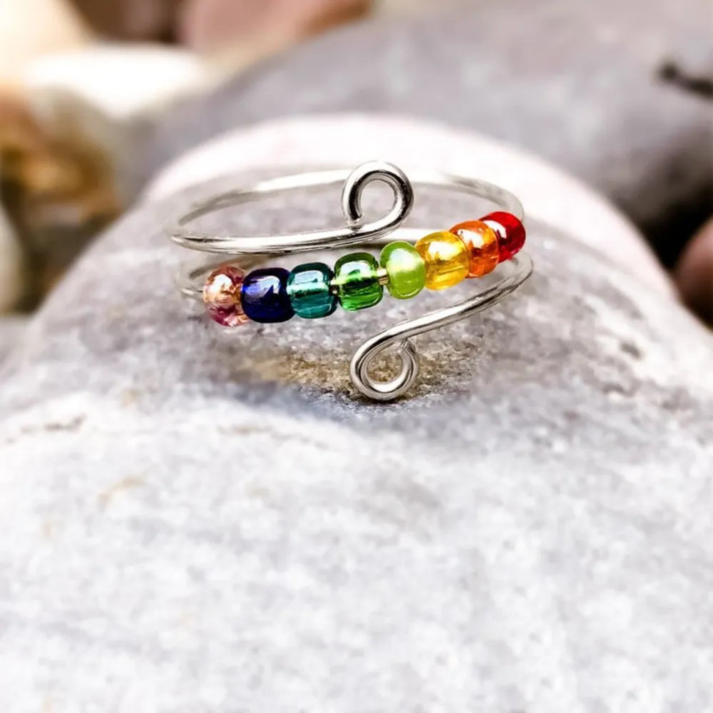 Sterling Silver Bead Wrap Ring - alternate ring view