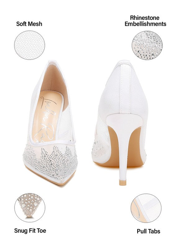 Mesh Rhinestone Pumps