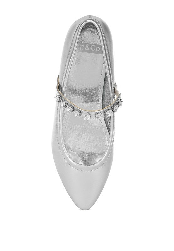 Diamante Metallic Ballerinas