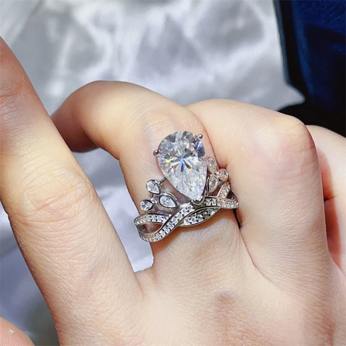 5 Carat Moissanite Sterling Silver Ring in White - women's ring