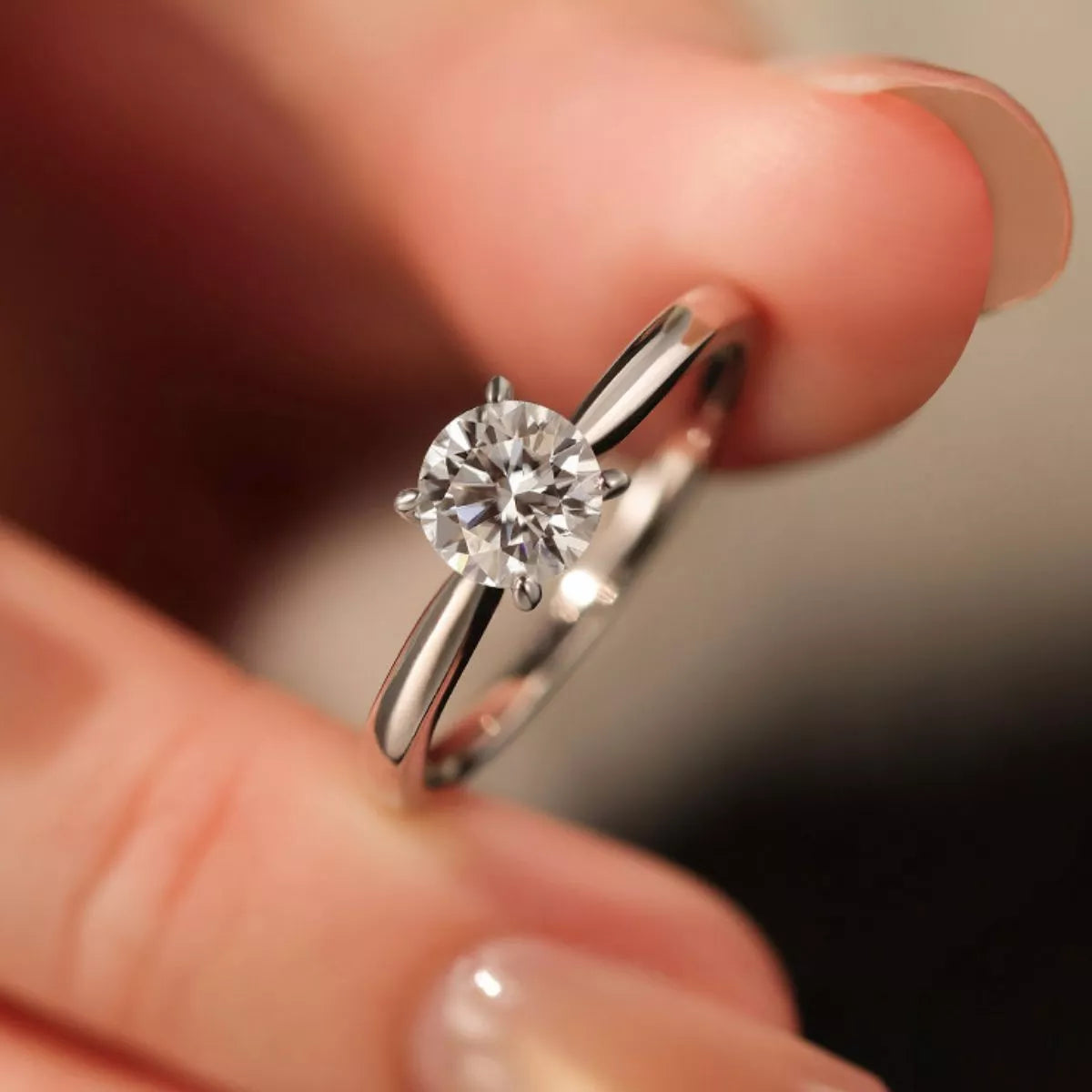 1 Carat Sterling Silver Moissanite Ring - alternate ring view