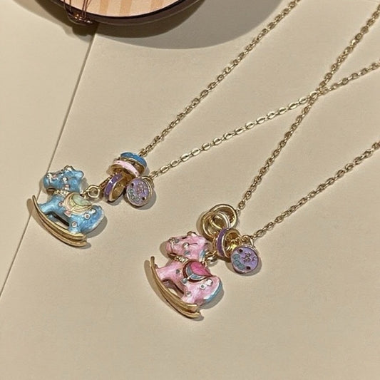 Rocking Horse Pendant Necklace in Blush Pink - women's pendant necklace