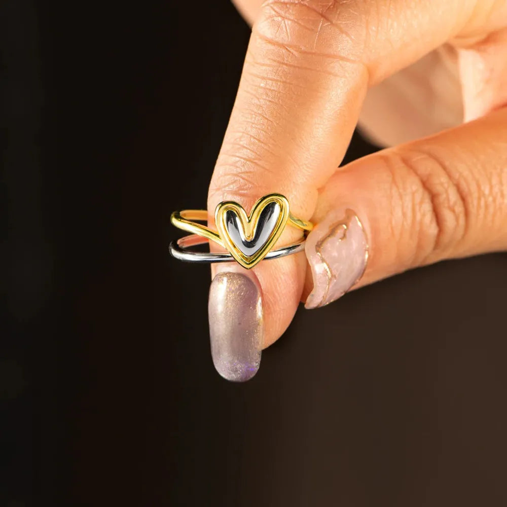 Heart Shape Irregular Sterling Silver Ring in Gold - women's ring