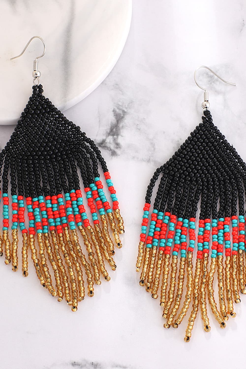 Beaded Dangle Earrings in Red - women's dangle earrings