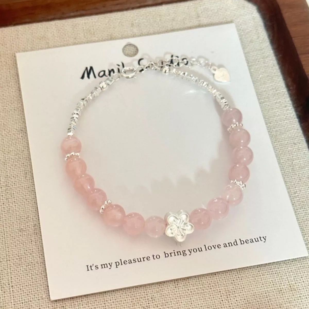 Sterling Silver Crystal Bead Flower Bracelet - alternate jewelry view