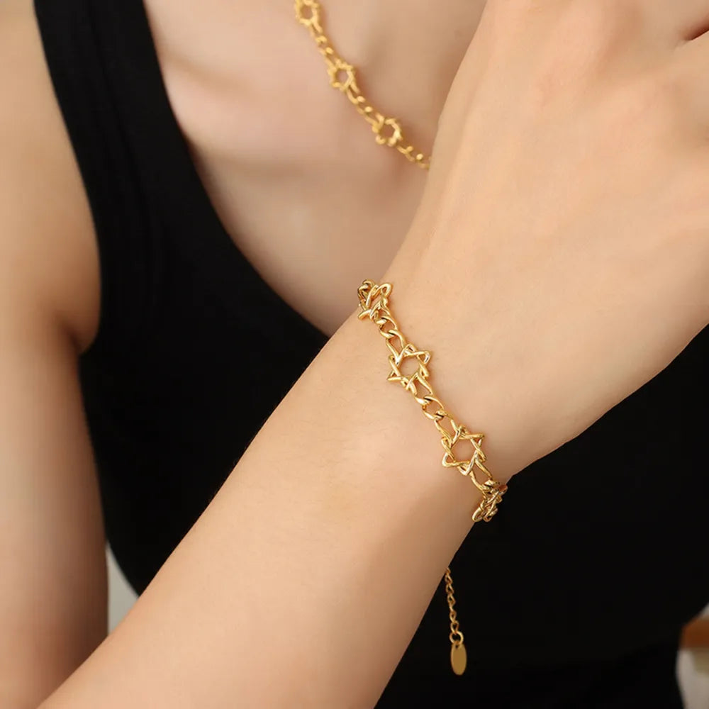 18K Gold-Plated Titanium Steel Bracelet in Style C - women's bracelet