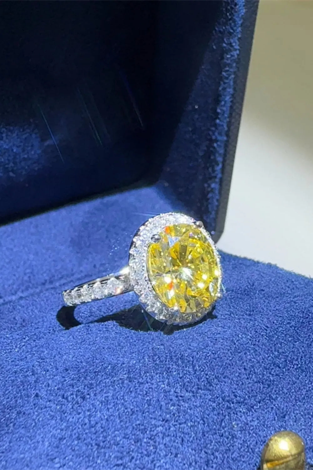 3 Carat Moissanite Sterling Silver Ring in Yellow - women's ring
