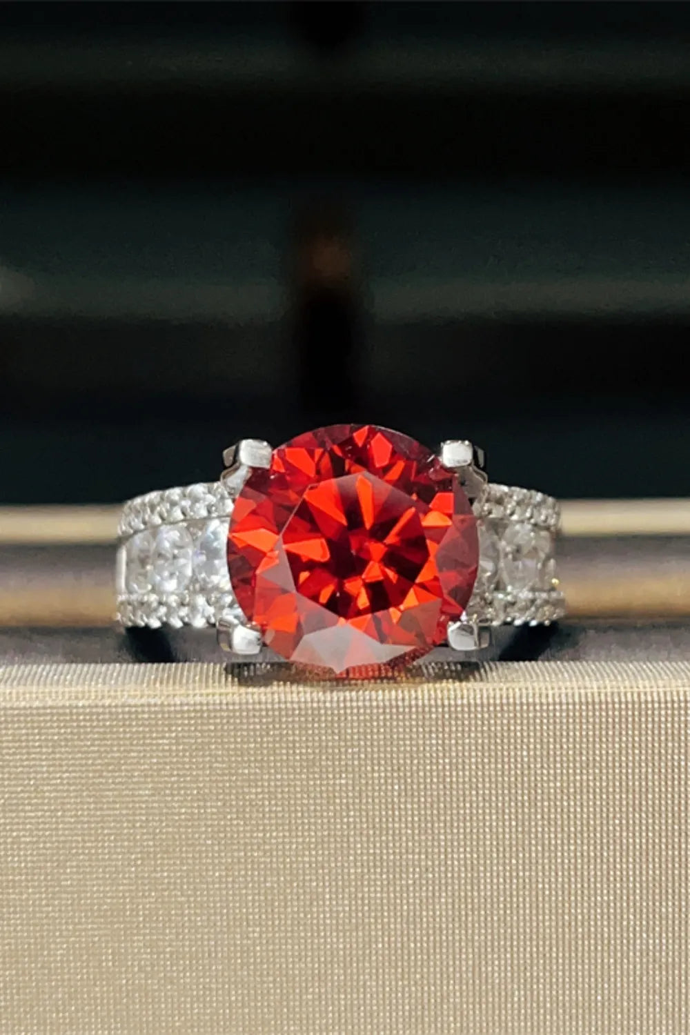 5 Carat Moissanite Sterling Silver Ring in Scarlet - women's ring