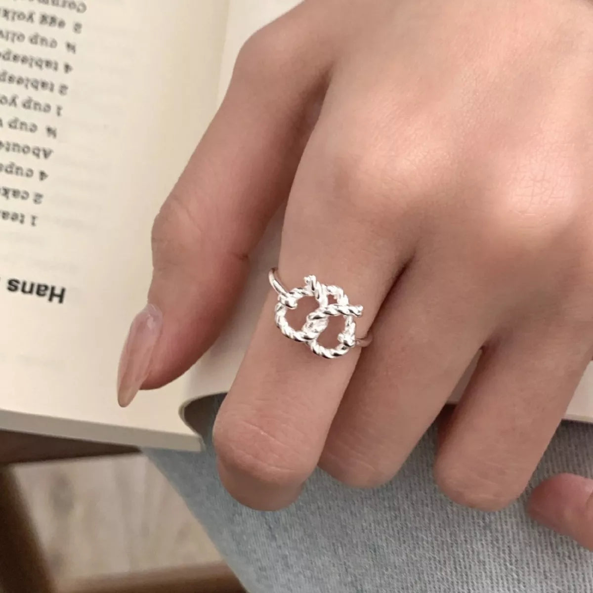 Sterling Silver Heart Knot Ring - alternate ring view