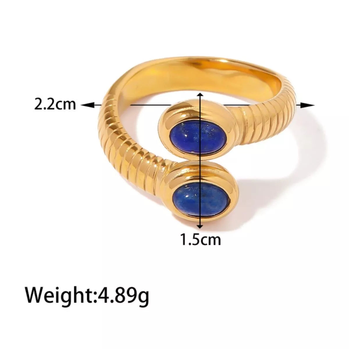 18K Gold-Plated Natural Stone Ring in style B - women's ring