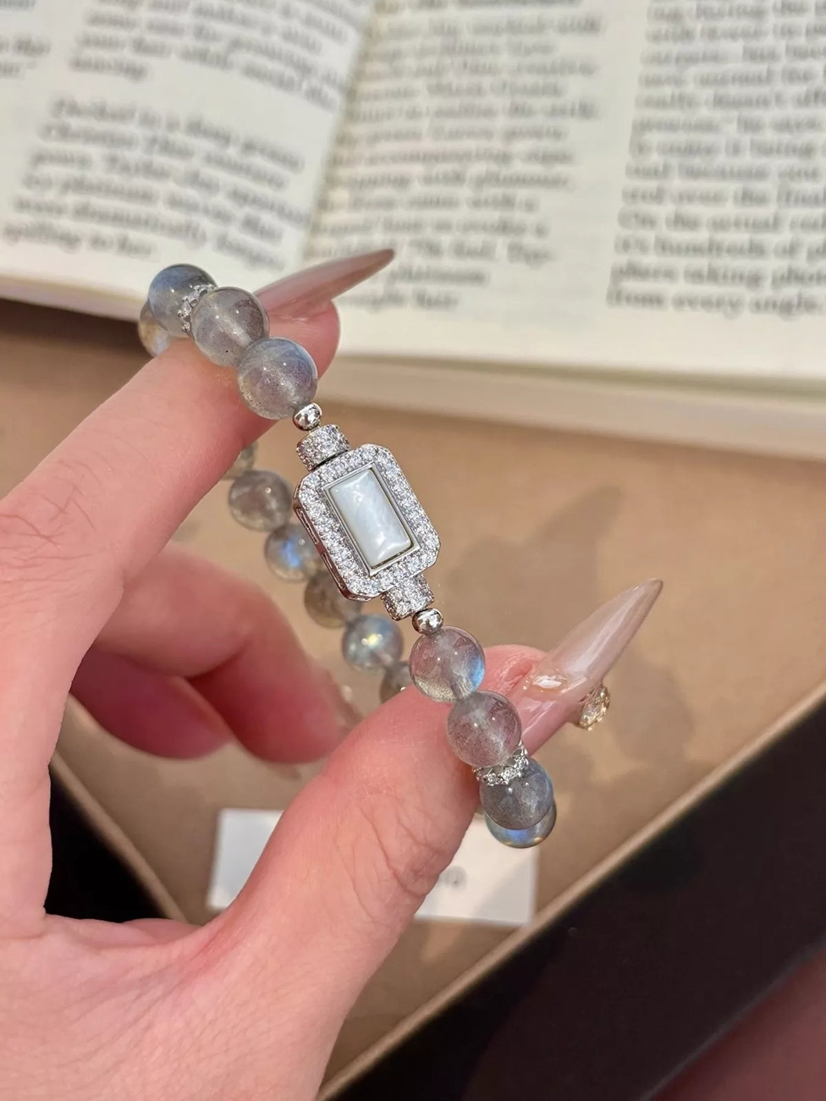 Moonstone Bead Geometric Bracelet - alternate jewelry view
