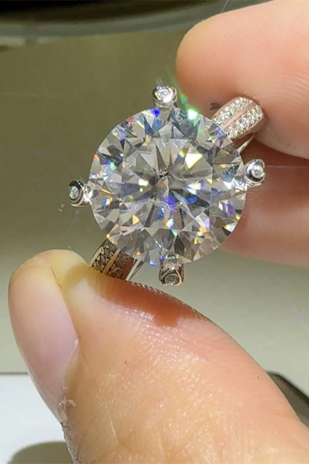 5 Carat Moissanite Sterling Silver Ring in Silver - women's ring