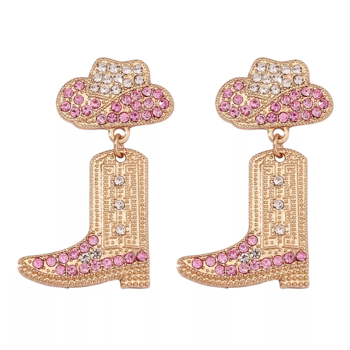Rhinestone Cowboy Boot Dangle Earrings in Red - women's dangle earrings