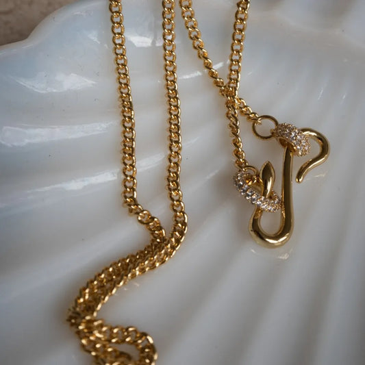 18K Gold-Plated Copper Inlaid Zircon Necklace in Style B - women's necklace