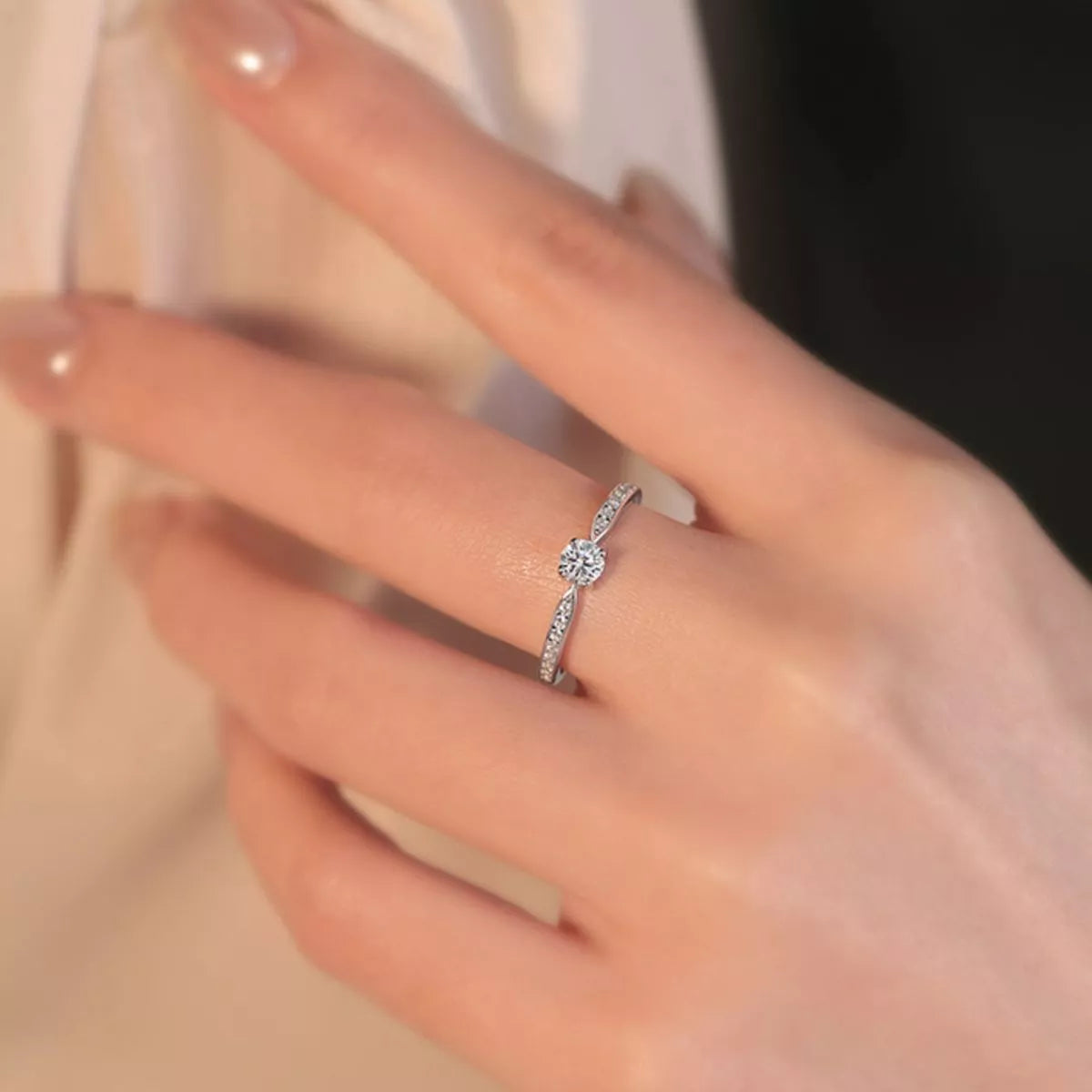1 Carat Sterling Silver Moissanite Ring - alternate ring view