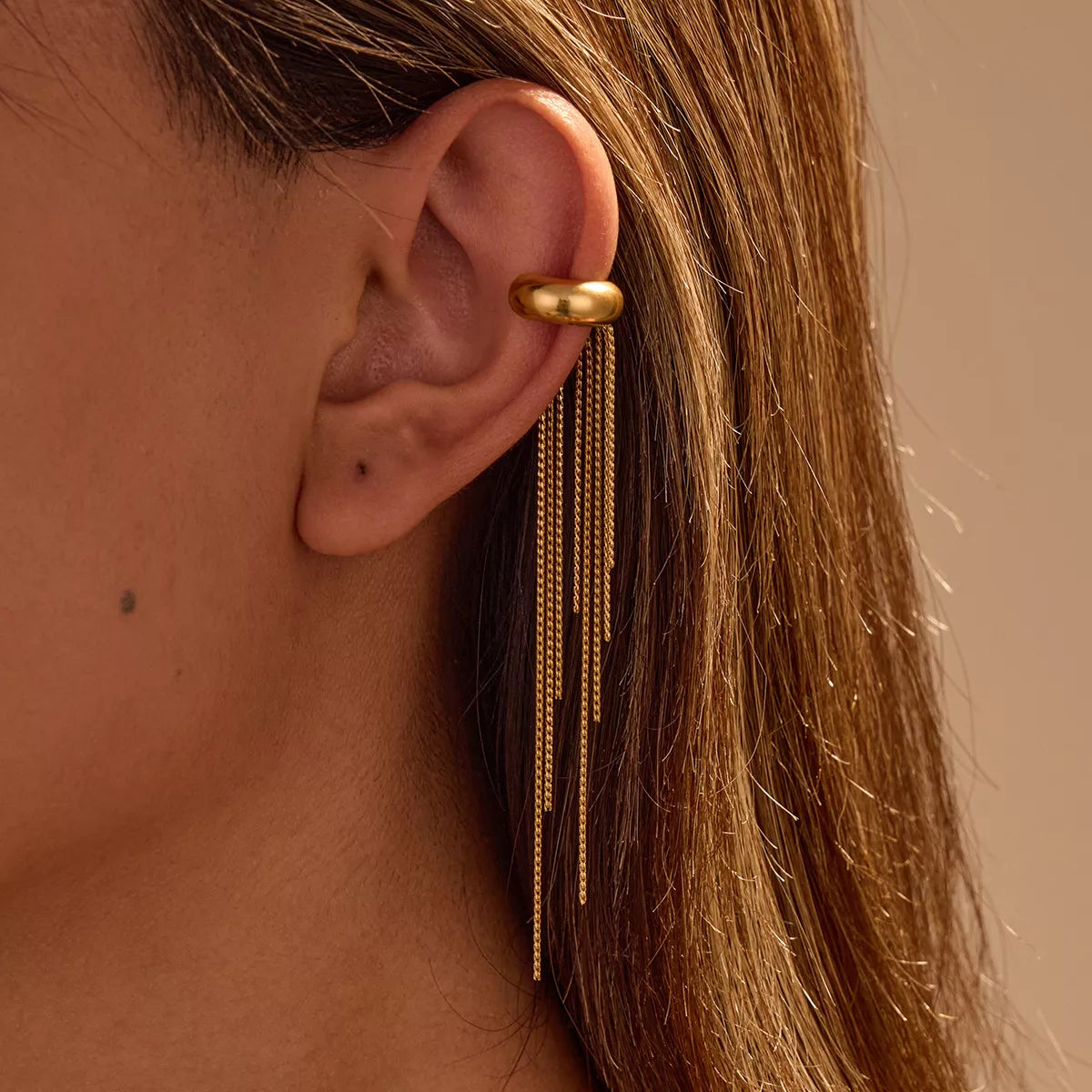 18K Gold-Plated Tassel Ear Cuff Earrings - alternate earring view