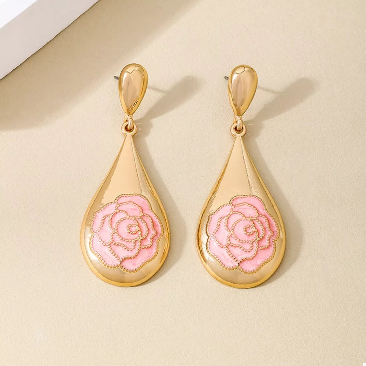 18K Gold-Plated Flower Teardrop Earrings - alternate earring view