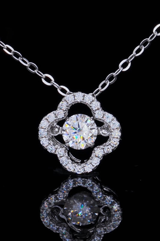 Sterling Silver Moissanite Flower Pendant Necklace in Silver - women's pendant necklace