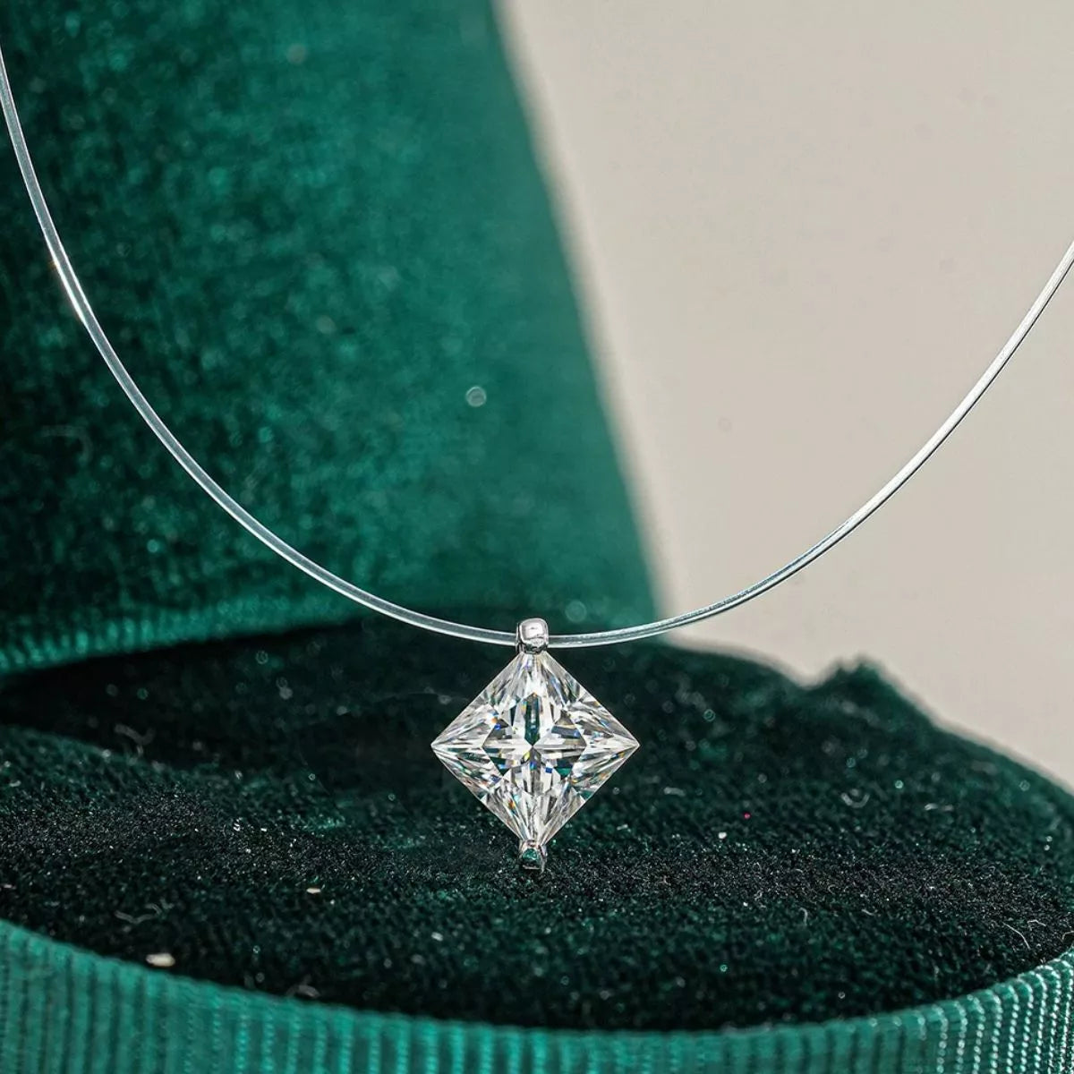 1 Carat Moissanite Sterling Silver Pendant Necklace - alternate necklace view