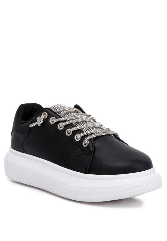 Rhinestones Lace-Up Sneakers