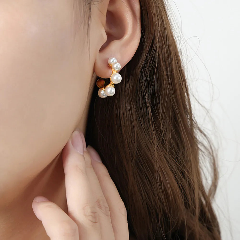 Synthetic Pearl 18K Gold-Plated Earrings in Style C/Gold - women's earrings