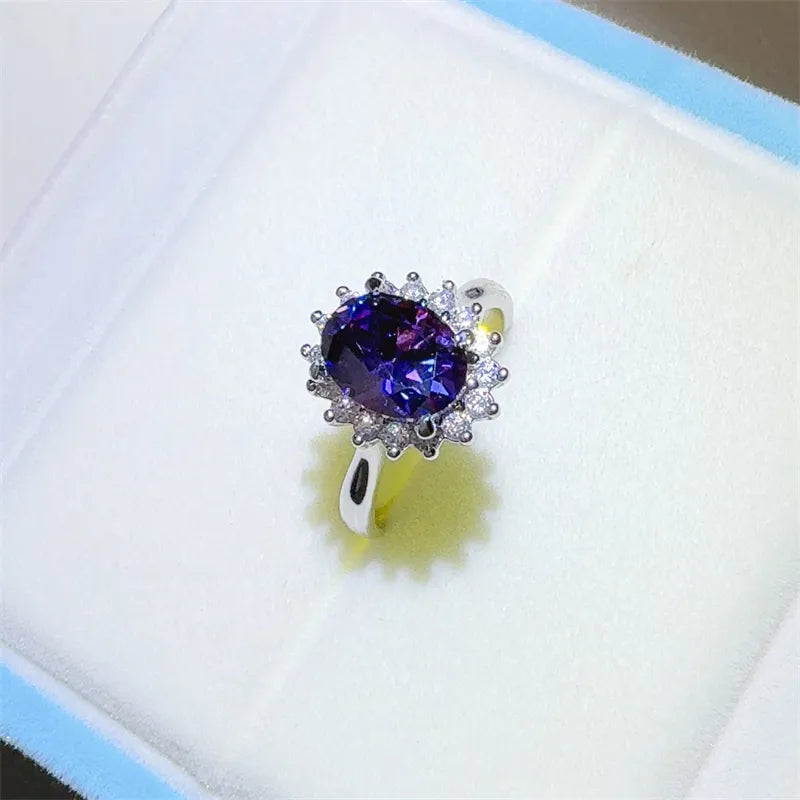 2 Carat Sterling Silver Oval Moissanite Ring in Silver - women's ring