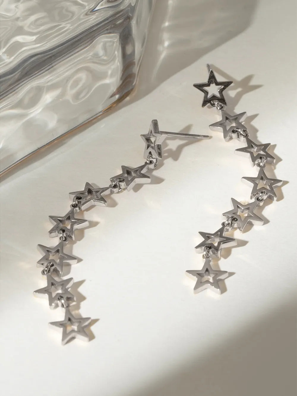 Stainless Steel Cutout Star Earrings - alternate earring view