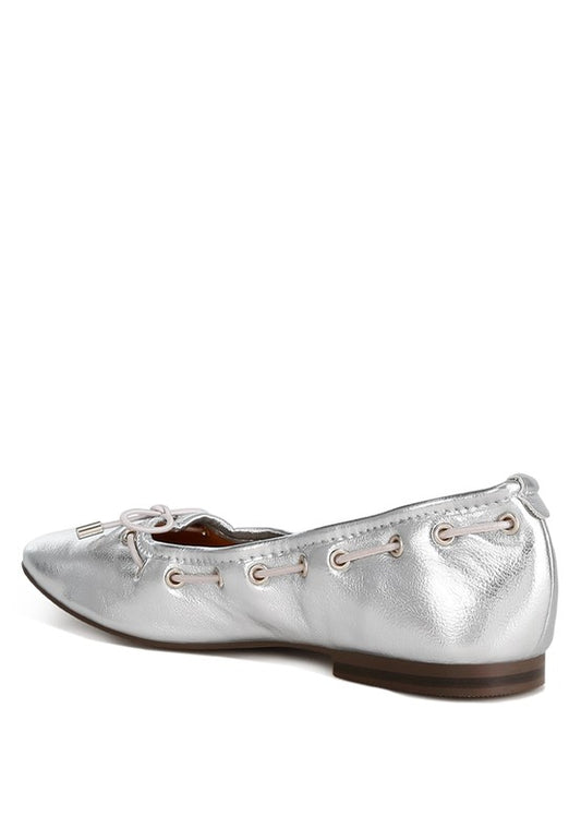 Metallic Eyelet Detail Ballerinas