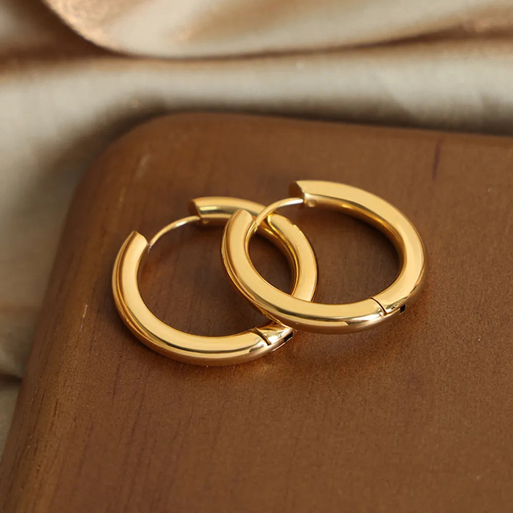 18K Gold-Plated Huggie Earrings - alternate earring view