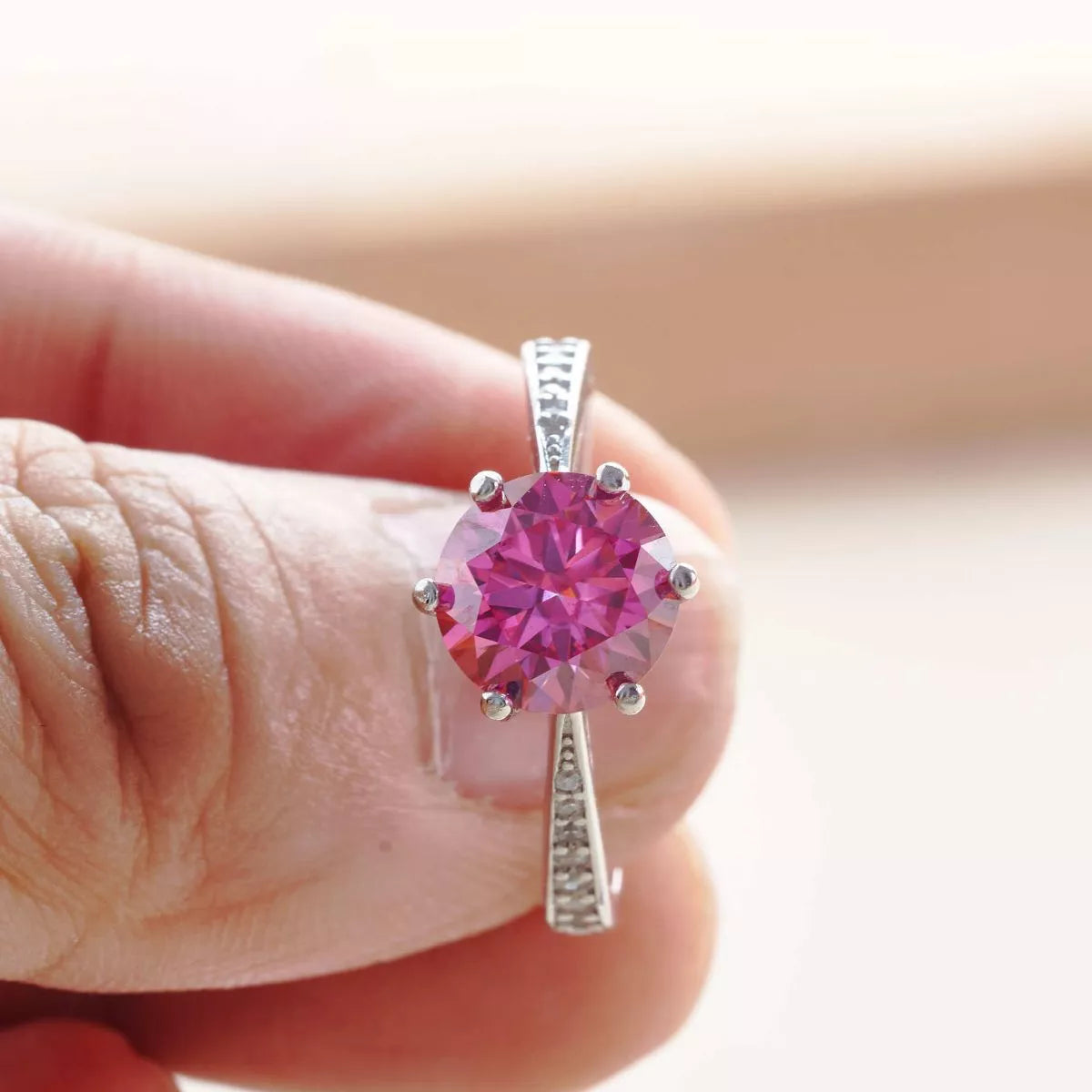 3 Carat Sterling Silver Moissanite Ring - alternate ring view