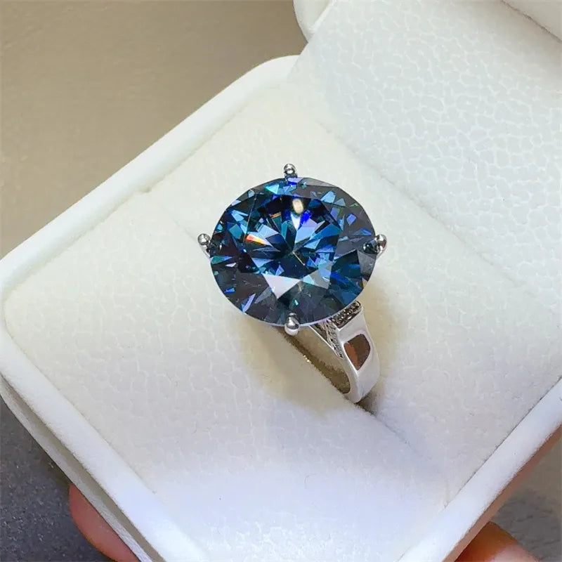 10 Carat Sterling Silver Moissanite Ring in Silver - women's ring