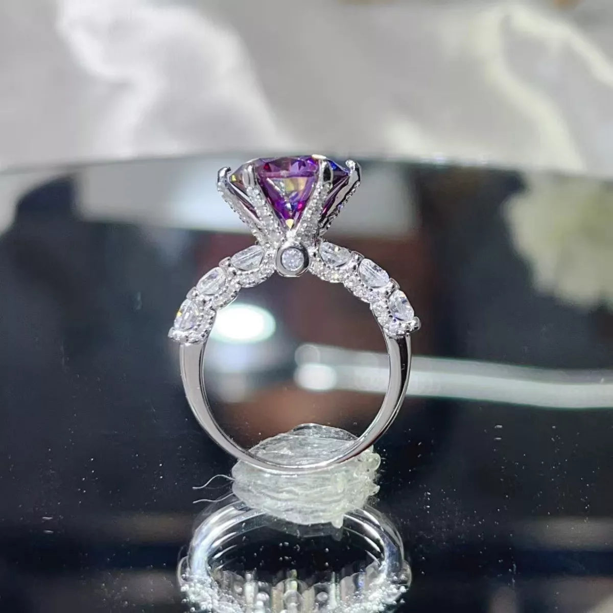 5 Carat Moissanite 6-Prong Sterling Silver Ring in Silver - women's ring