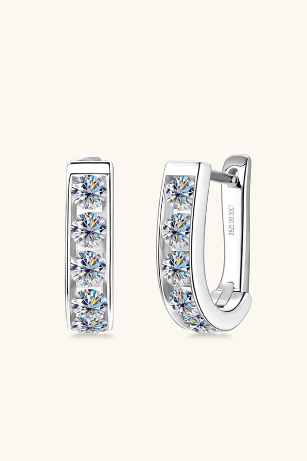 1 Carat Moissanite Sterling Silver Earrings - alternate earring view