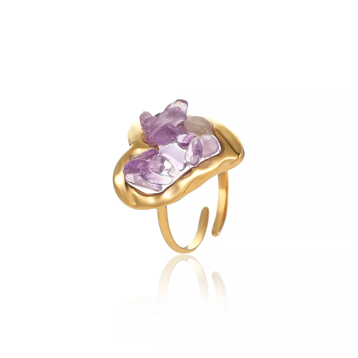 18K Gold-Plated Heart-Shaped Ring in Blush Pink - women's ring
