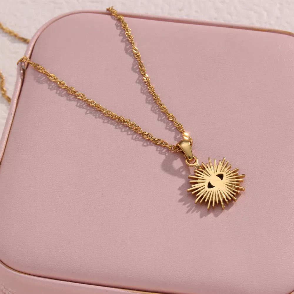 18K Gold-Plated Evil Eye Sunburst Pendant Necklace - alternate necklace view