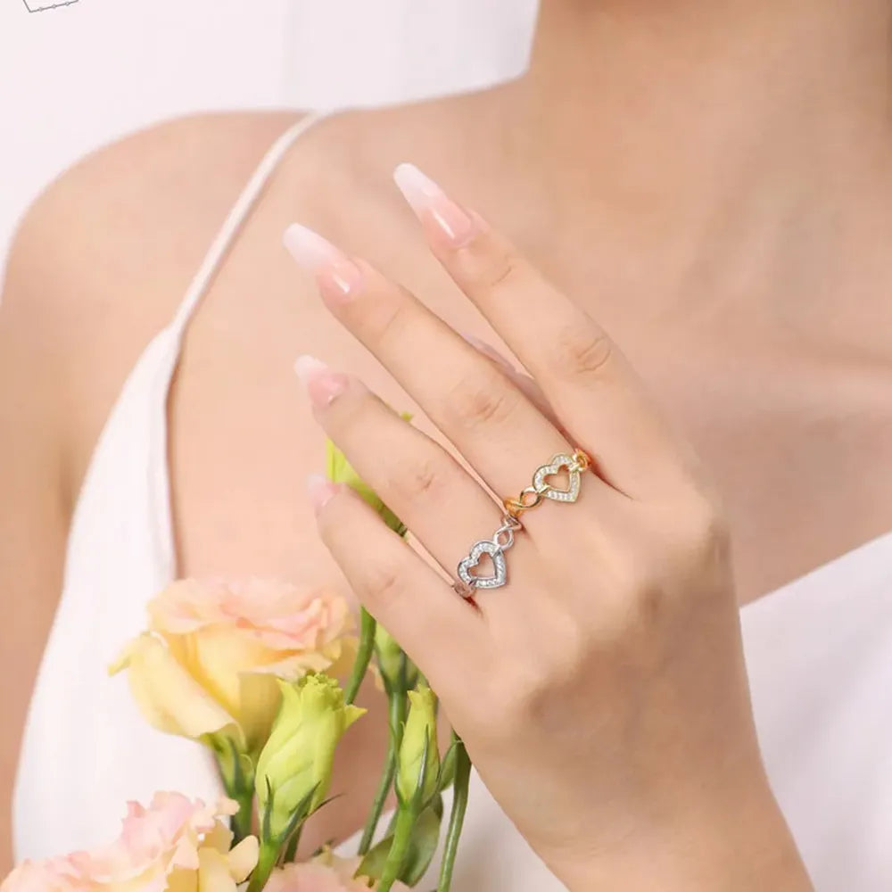 Sterling Silver Heart Ring in Gold - women's ring