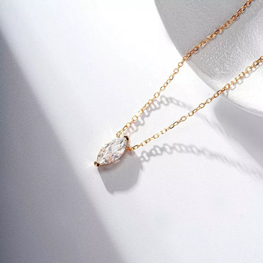 Sterling Silver Zircon Teardrop Necklace in Silver - women's necklace