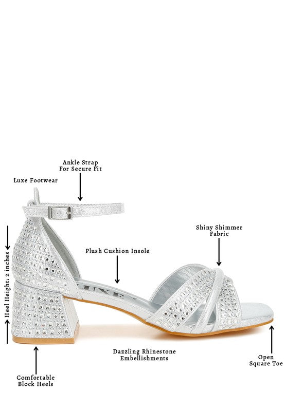 Block Heel Rhinestone Sandals