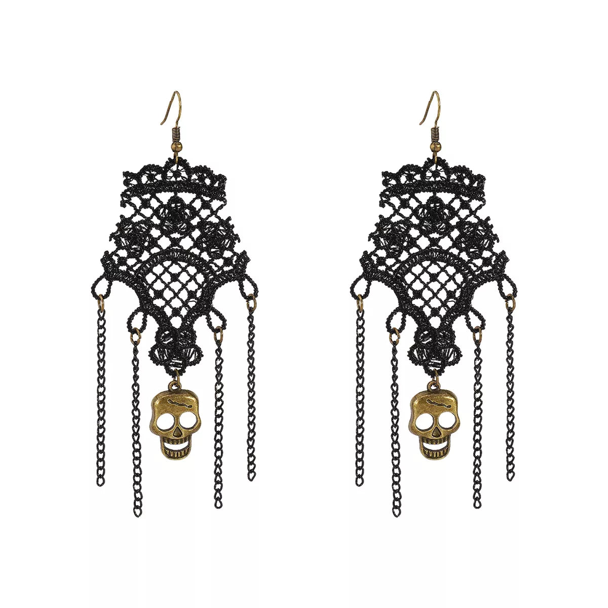 Halloween Lace Skull Necklace and Earrings Set - alternate necklace view