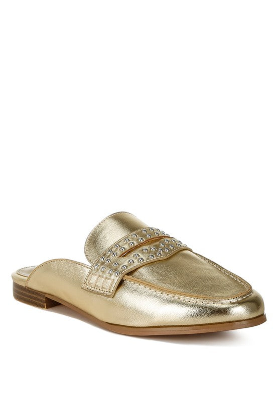 Stud Metallic Gold Mules