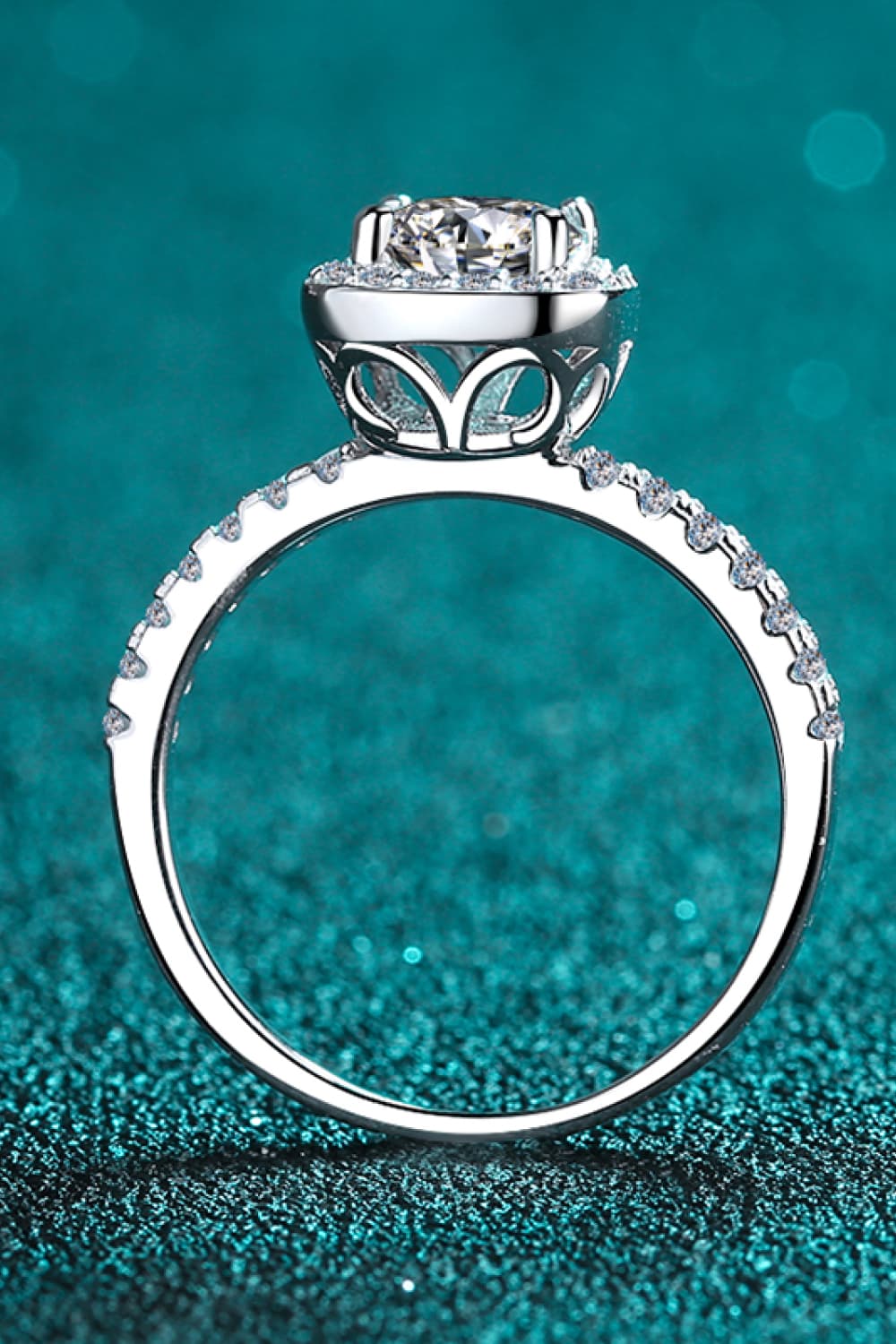 2 Carat Moissanite Square Halo Ring in Silver - women's halo ring
