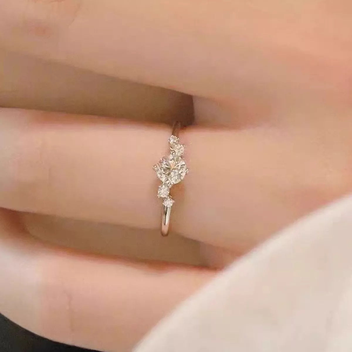 1 Carat Moissanite Sterling Silver Ring - alternate ring view