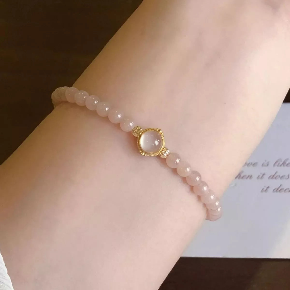 18K Gold-Plated Moonstone Bead Bracelet - alternate jewelry view